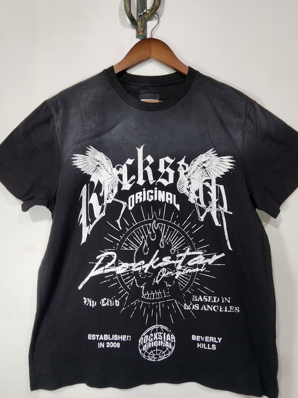 NWOT Rockstar Original Mens Graphic T Shirt Black Mens Size Large Gothic Street